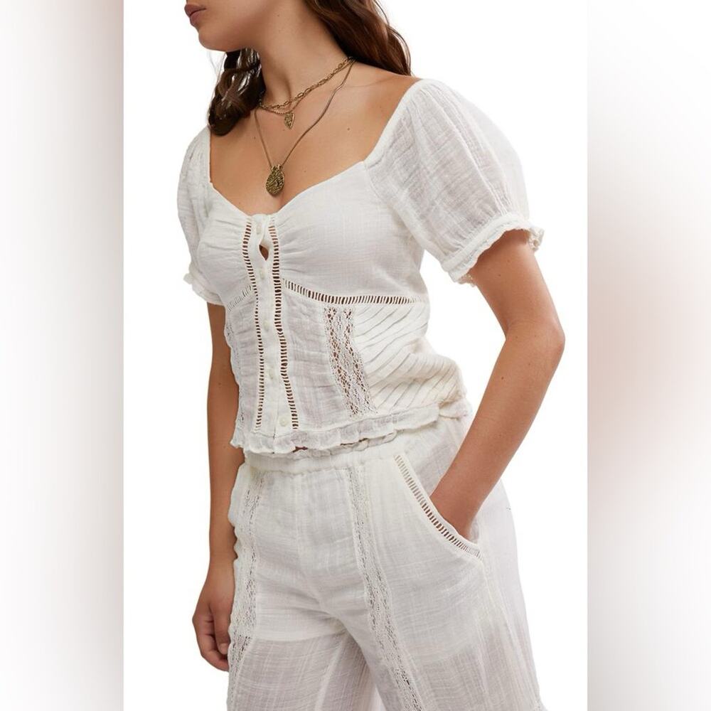Free People Bali Alana Top & Pant Set in White  XS - Picture 5 of 14